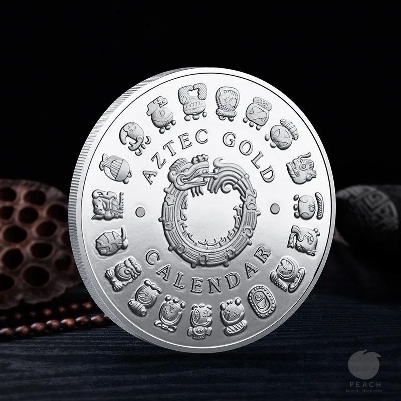 Souvenir Coin Mexico Mayan Aztec Calendar Art Prophecy Culture Gold Coins Collectibles