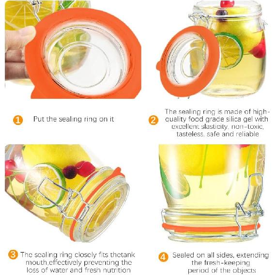 CoguZed 8 Pack 3.75 Inch Silicone Jar Gaskets & Rubber Seals for Glass Jars, Fido Jar Replacement Gaskets, Airtight Mason Jar Seals for Regular Mouth