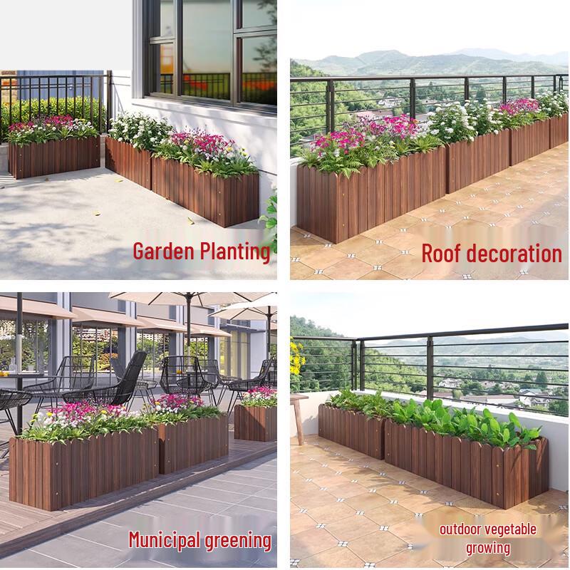Outdoor Anti-Corrosion Solid Wood Planter Box
