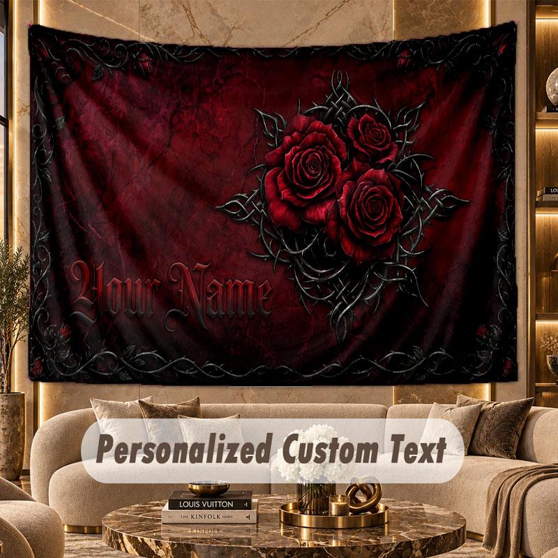 Skull Gothic (176) Theme Wall Tapestry Customized With Name Text Personalized Hanging Tapestry For Bedroom Living Room Decor