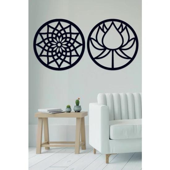 

Двойной геометрический цветочный набор, черный лотос, лазерная резка, украшение для стен