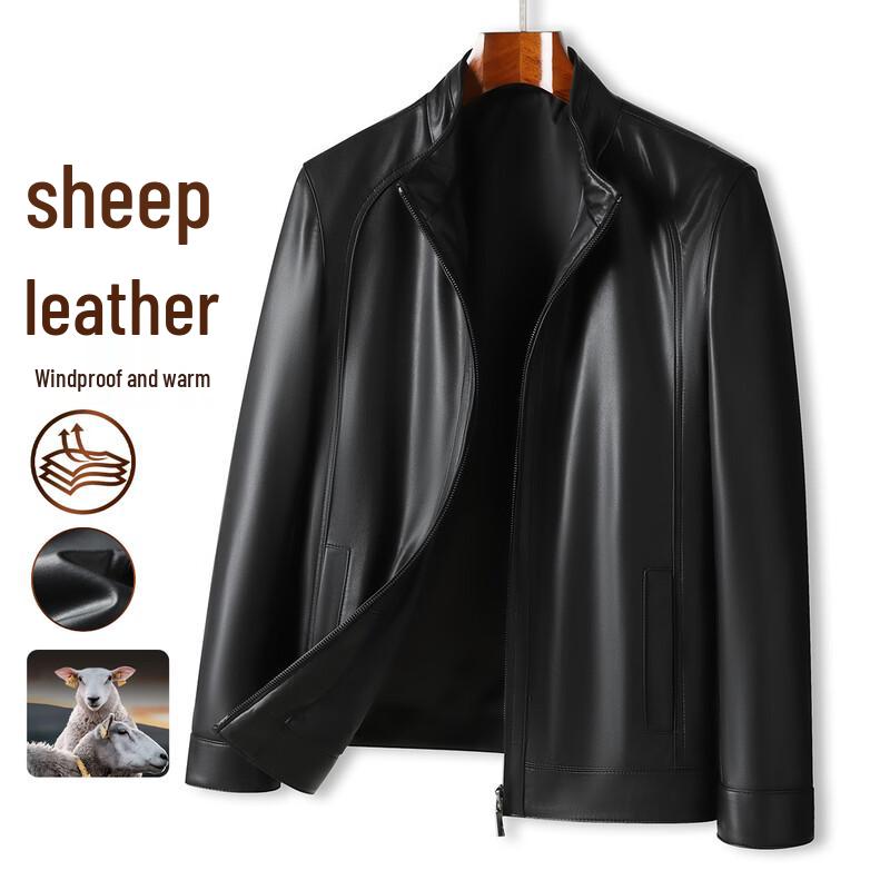 Kaiser Men s Stand Collar Sheepskin Leather Jacket XL
