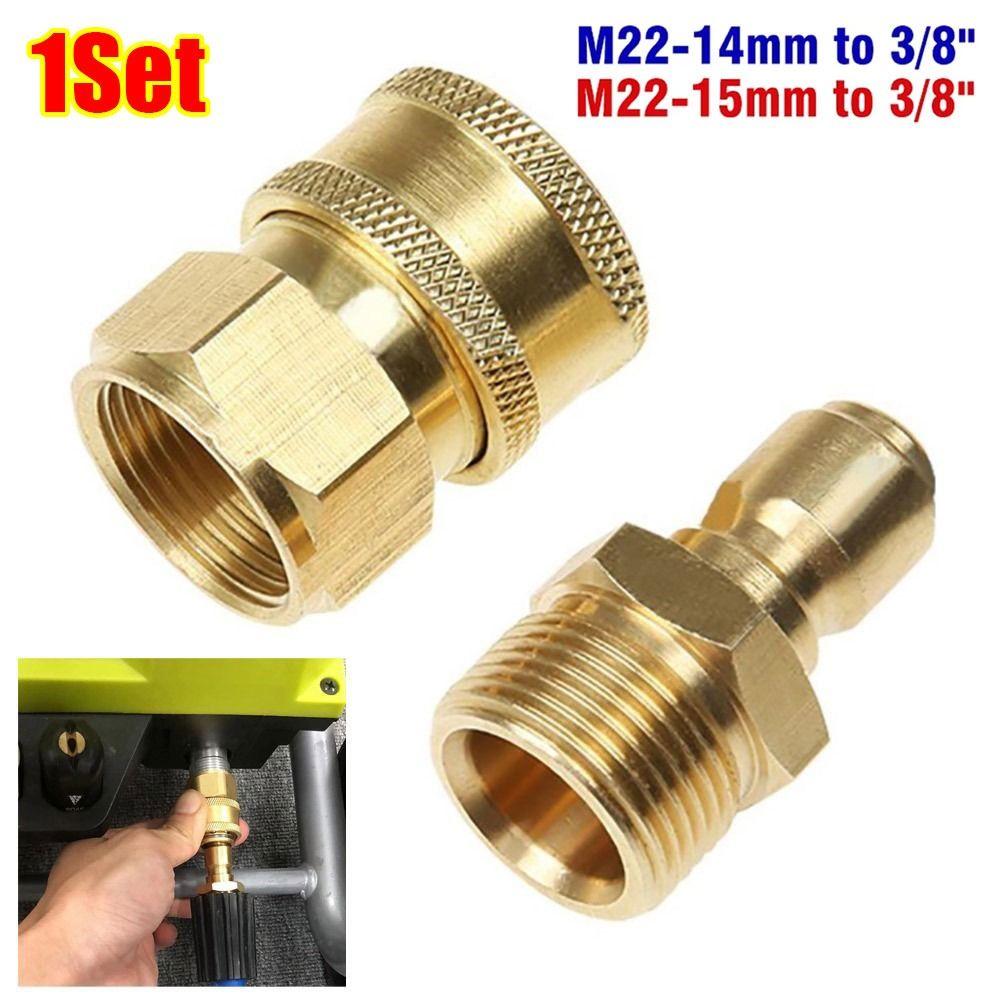 1Set 3/8 M22 Pipe Joint Quick Connect Kits For M22 High Pressure Washer Hose Coupler M22 14/15mm Adapter Set Water Outlet Set