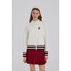GOXO Wool Knit Zip Up Classic Logo White