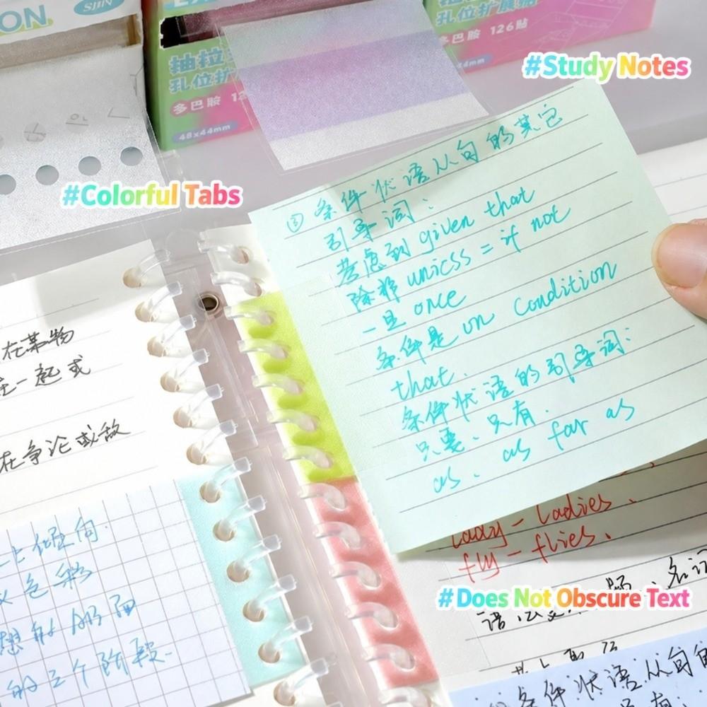 126 Sheets Pearlescent Loose-leaf Hole Extension Labels Loose Leaf Hole Repair Sticker Ring Binder