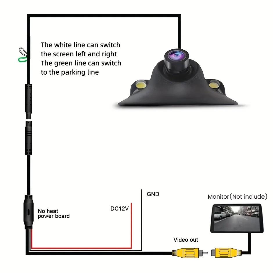 360° Rotating Car Multi-function Camera with Night Vision, 2LED, CCD, Backup Camera for CVBS Display- Front/Right/Left/Rear View