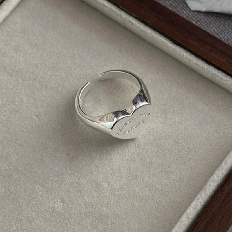 New Fashion Silver Color Love Heart Letter Rings for Women Elegant Simple Smooth Ring Party Jewelry Gifts