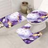4Pcs Bathroom Shower Curtain Set Purple Golden Pattern Bathroom Curtain With 12 Hooks Non Slip Rugs Toilet Cover Mat Bathroom Partition