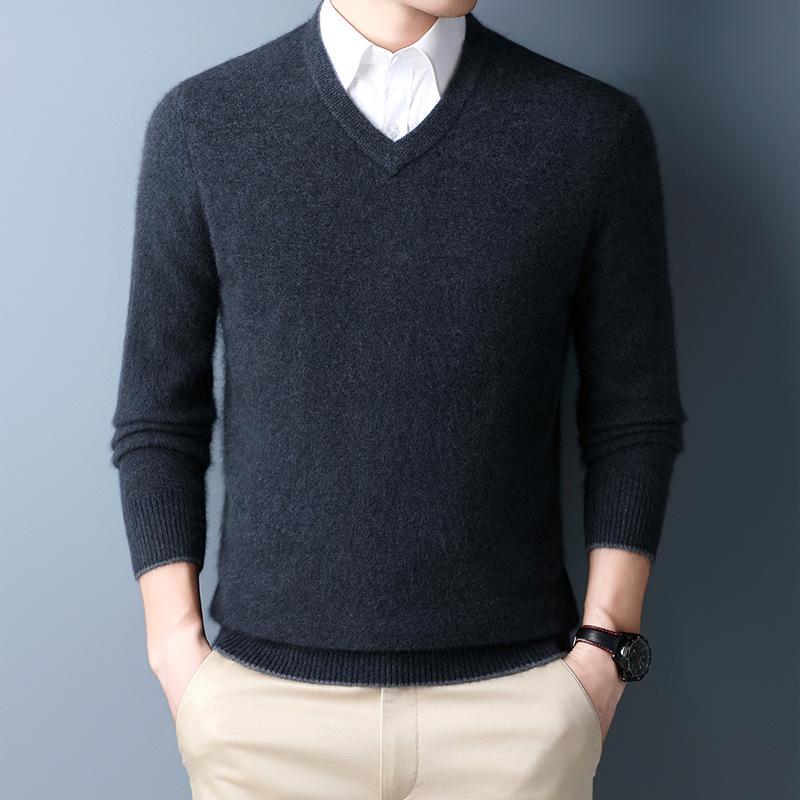 Autumn/Winter 2025 V-Neck Long-Sleeve Sweater for Men 3XL