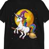 Unicorn Witch Riding Broom T-Shirt: Halloween Tee