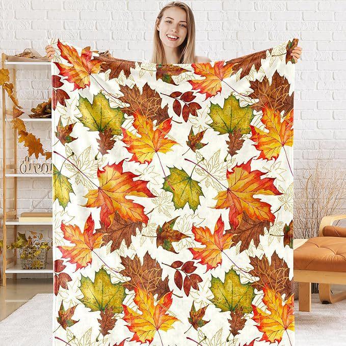 Halloween Autumn Flannel Soft Blanket for Office, Living Room, or Sofa
