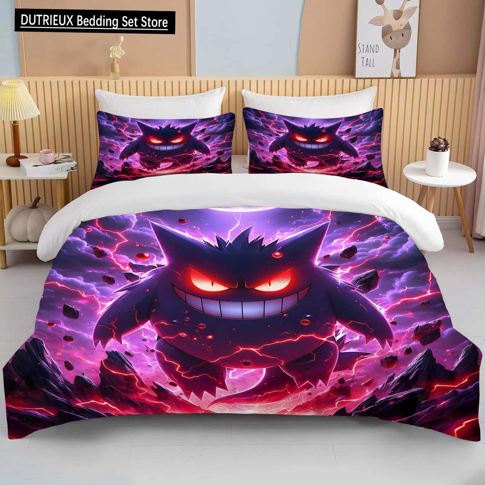 

Колекція постільної білизни з принтом Pokemon Gengar Мультяшна Аніме Підковдра Ковдра Наволочка Для Хлопчиків Дівчаток Дітей Дорослих Колекція Постільної Білизни Розкішна 140x200cm 3pcs