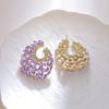 Geometric Hollow C Shape Crystal Earrings For Evening Bridal Party Jewelry