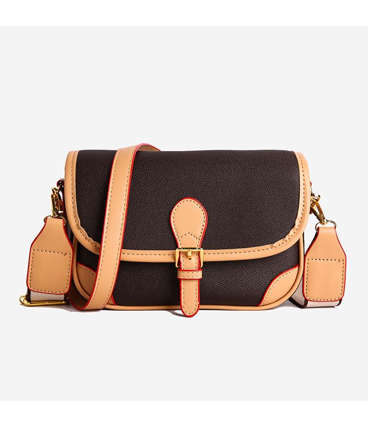 Women's Vintage Color Block Saddle Crossbody Bag - Large Capacity, Single Shoulder, Commuter Style 2025
