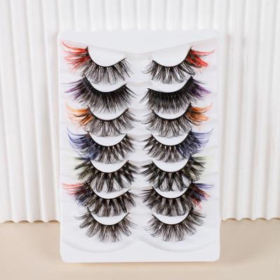 7er-Pack farbige künstliche Wimpern: Dichter, krauser Stil für eine natürlich wirkende Festival-Atmosphäre