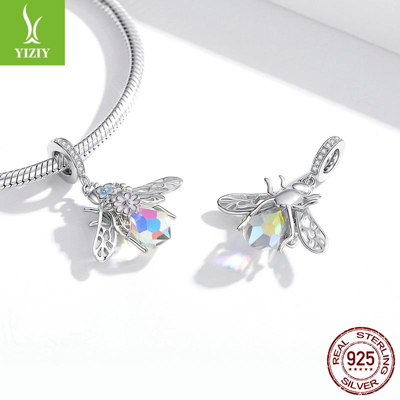 Colorful Dreamy Bee Pendant Bracelet, Silver Ziyun, 925 Silver, Forest Inspired, Girly Accessory, BSC395.