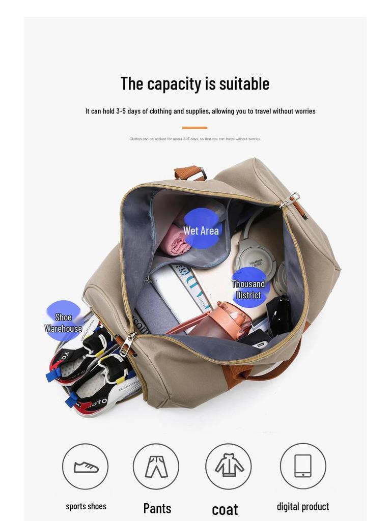 Oxford Cloth Large Capacity Travel & Sports Fitness Bag - Shoulder, Crossbody, Handbag, Carry-on, Storage