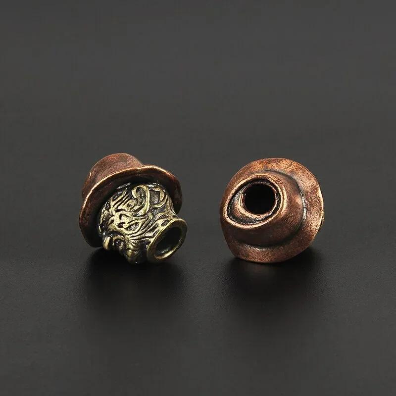 1pcs Vintage Hat Brass Knife Beads Umbrella Rope Pendant Key Chain Accessories Copper Paracord Bead