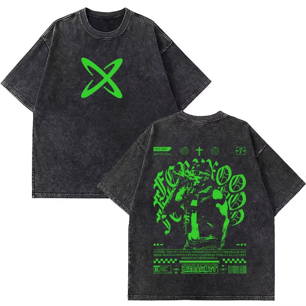 Rapper Feid Ferxxo Tour Print Vintage Washed Tshirts Men Women Fashion Hiphop Casual Loose Oversized Tshirt Fan Gifts Top
