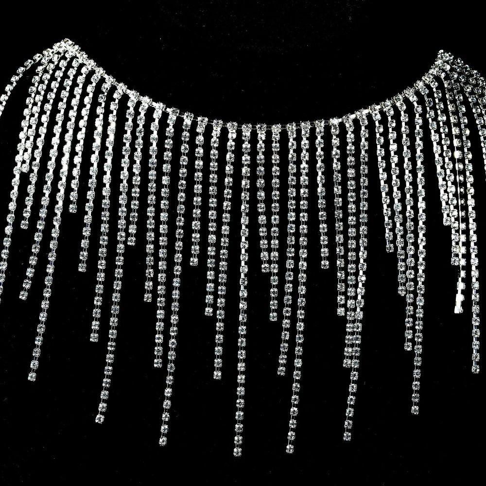 1Yards Length Rhinestone Tassel Chain Silver Claw Chain Crystal Tassel Chain  Clothing Trim