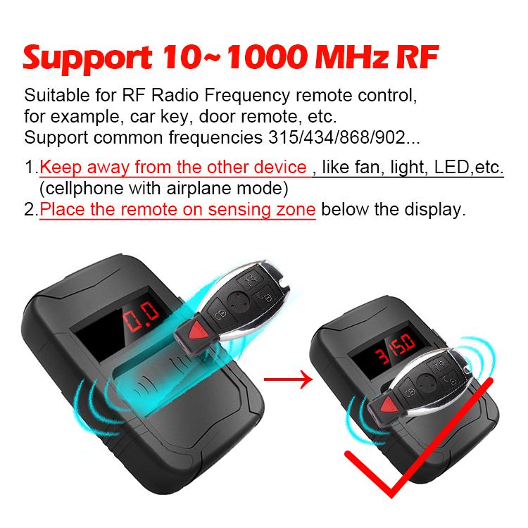 10MHZ To 1000MHZ Car Key Frequency Tester for 315,433,868,902MHZ, Door RF TV Infrared IR Remote Control Detector Diagnostic Tool