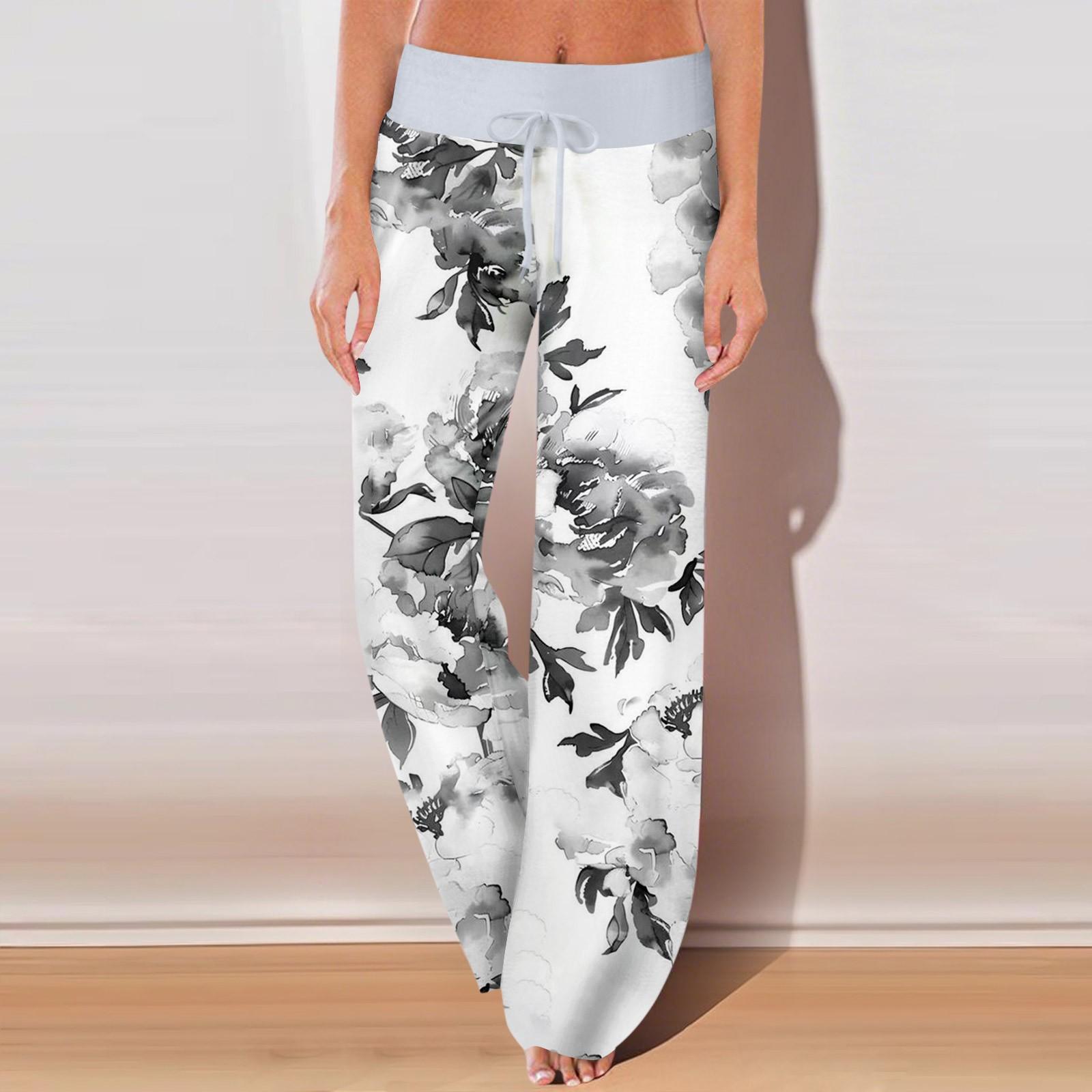 

Женские повседневные спортивные брюки с винтажным принтом, пижамные брюки с карманами XL белый