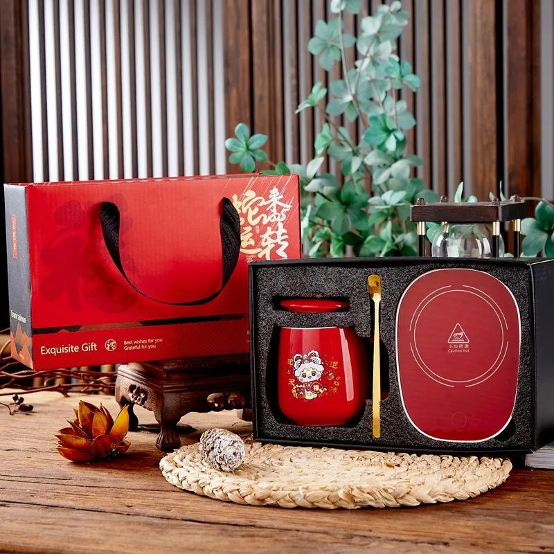 Mug Christmas Gift Set Simplicity Practical Thermostat Cup Multi Scenario Apply Warm Ceramic Mugs With Spoon And Organizer Bags