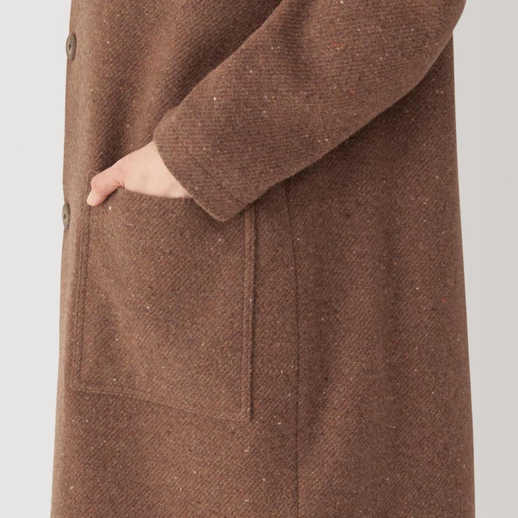 MUJI Women's Wool-Blend Twill Hooded Coat, BG1R1A4A, Brick, Women's Size S