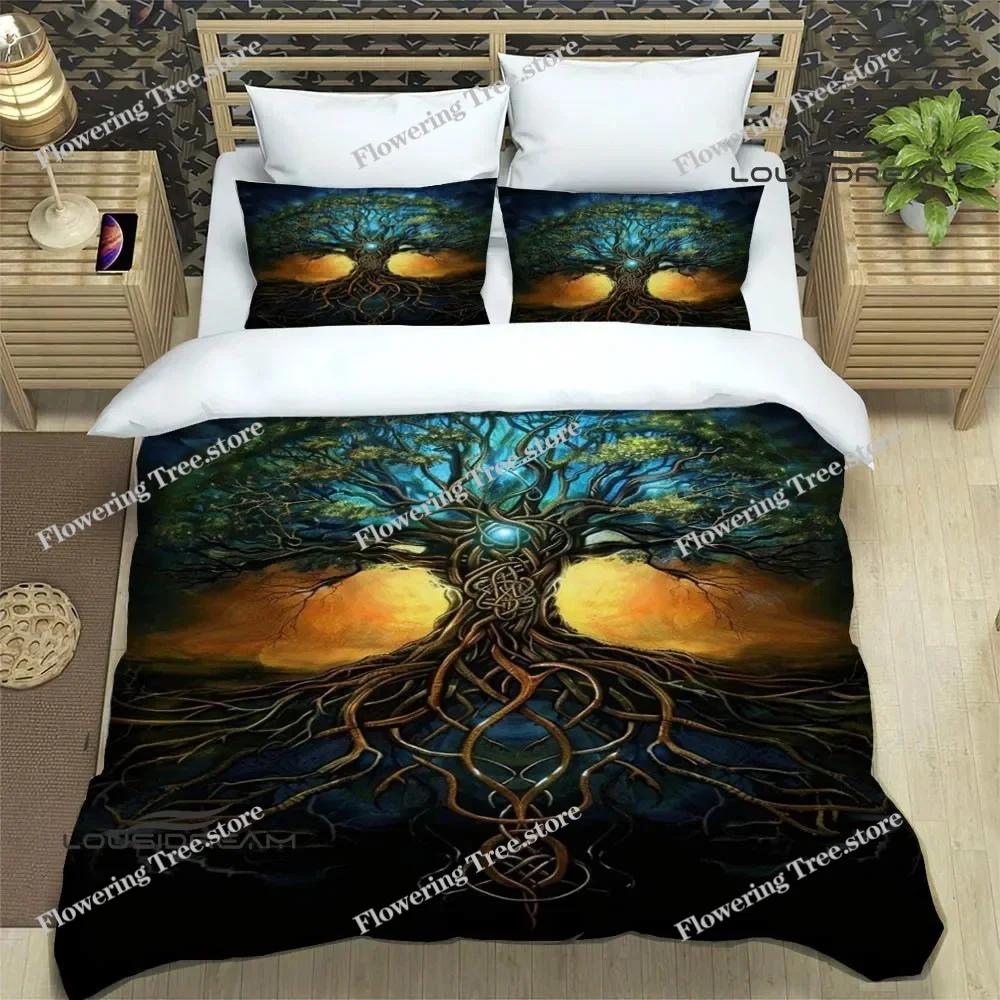 Tree of Life Printed Bedding Sets Exquisite Bed Supplies Set Duvet Cover Bed Comforter Set Bedding Set Luxury Birthday Gift029