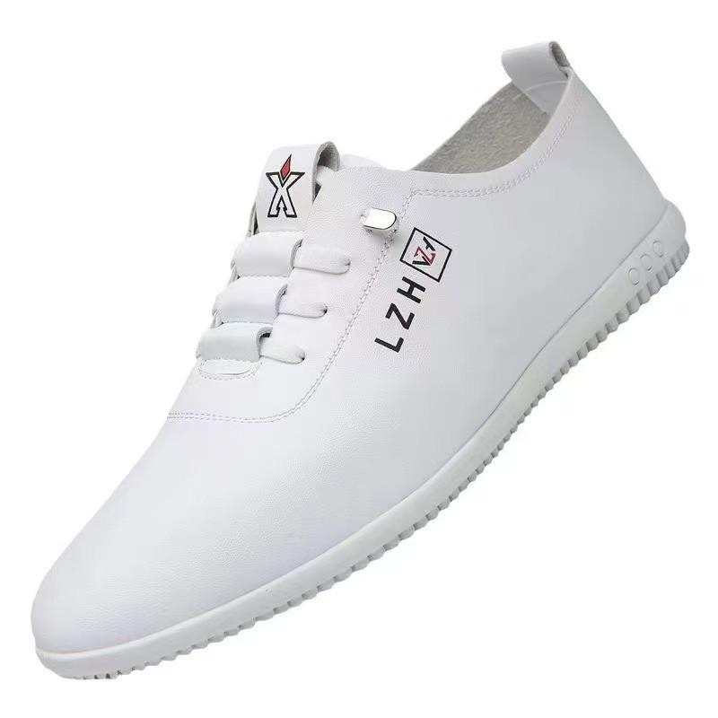 Soft-soled leather shoes men's 2025 new leather surface white shoes simple casual Doudou shoes one foot lazy shoes