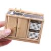Wooden Wash Basin Cabinet With Hand Sink Miniature Furniture Toys For 1/12 Dollhouse Bathroom Kitchen Decoration