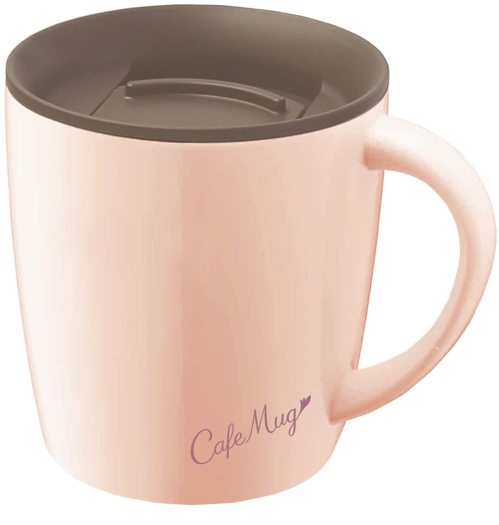 Asvel Insulated Mug MG-T240, 240ml, Pearl Pink, 12.3cm W X 9.3cm D X 10.3cm H, with Lid