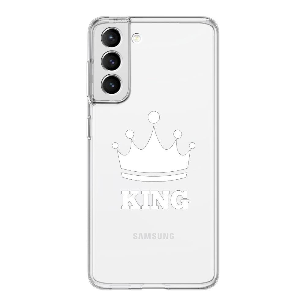 Phone Case For Samsung Galaxy S24 Ultra S23 FE S22 S20 S21 5G S10 S9 Plus S10E S8 Soft Clear Couple Style Crown King Queen Cover