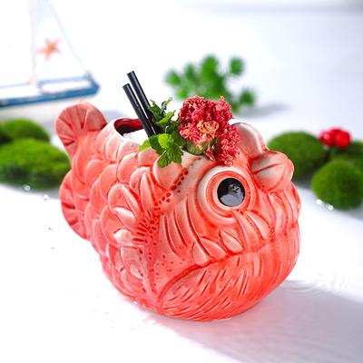 710ml Red Piranha TIKI Mug Cocktail Glass Ceramics American Hawaii Bar Drinkware Mixed Wine Cup Zombie Beverage Smoothie Tumbler