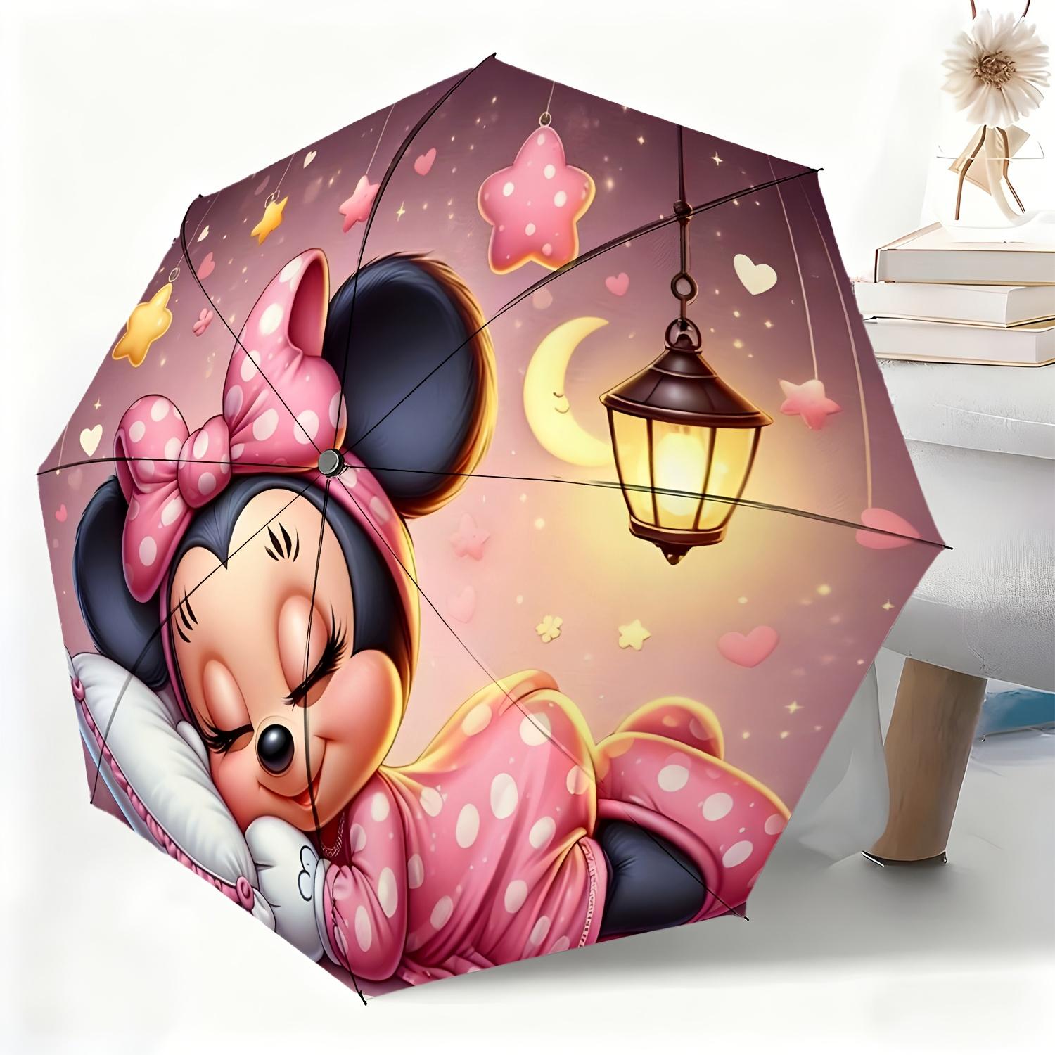 

1pc Umbrella Featuring Minnie Mouse Cartoon Design, a Fully Automatic Umbrella Suitable for All Occasions, a Portable Folding (as the picture,Iron&8K)