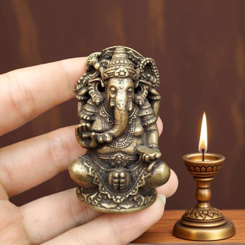 1/3PCS Asia India Thailand Elephant God Figure Sculpture Mini Vintage Brass Ganesha Statue Home Office Desk Decorative Ornament