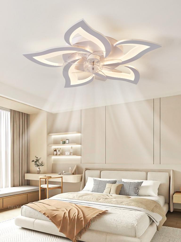 Led Low Noise Ceiling Fan Chandelier Living Dining Table Room Bedroom Kitchen Lights Black White Home Decoration Lamps Fixtures