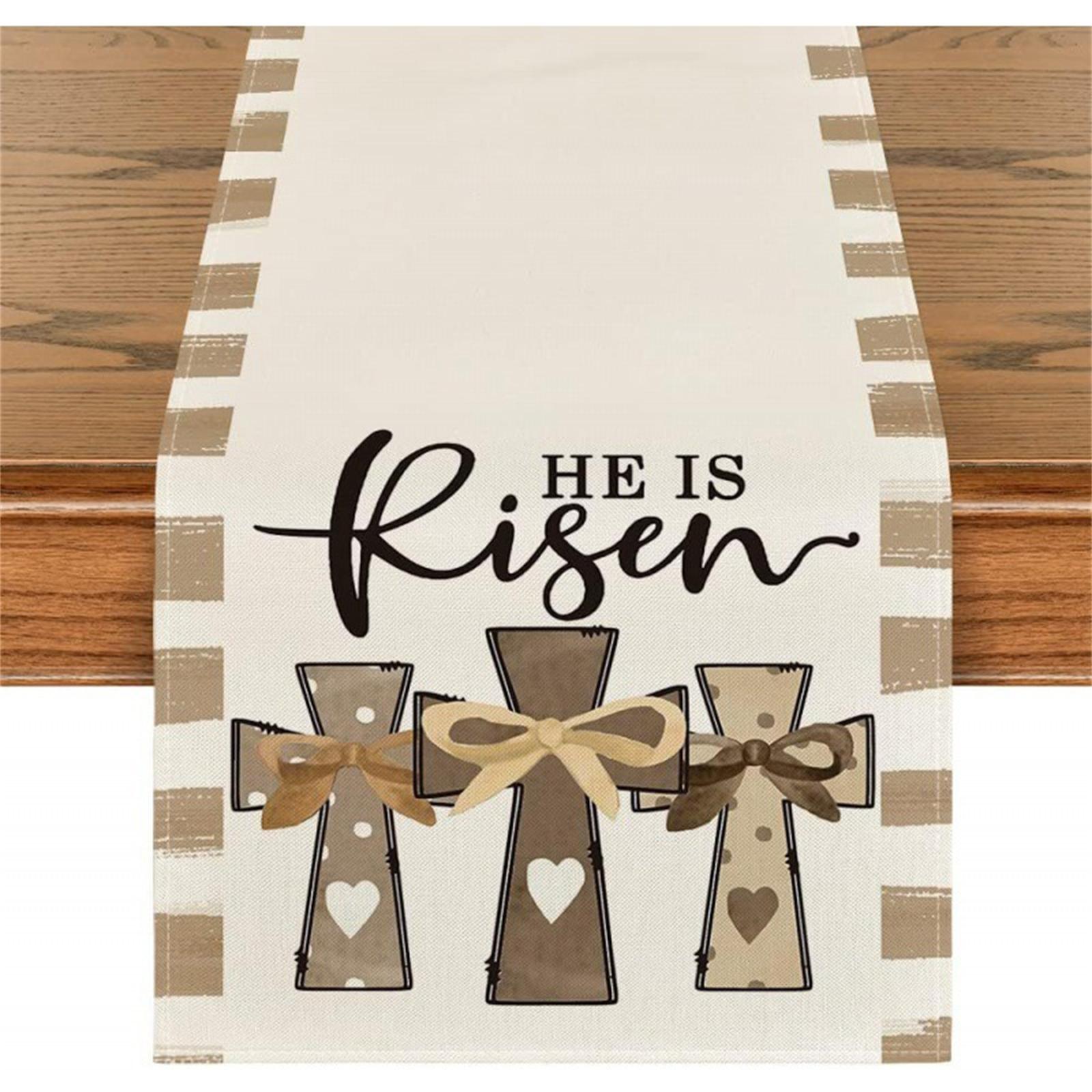 

2024 Пасхальный кролик дорожка на стол кролик обеденный стол скатерть подставка для столовых приборов весенний праздник счастливой Пасхи украшения подставки для столовых приборов 15