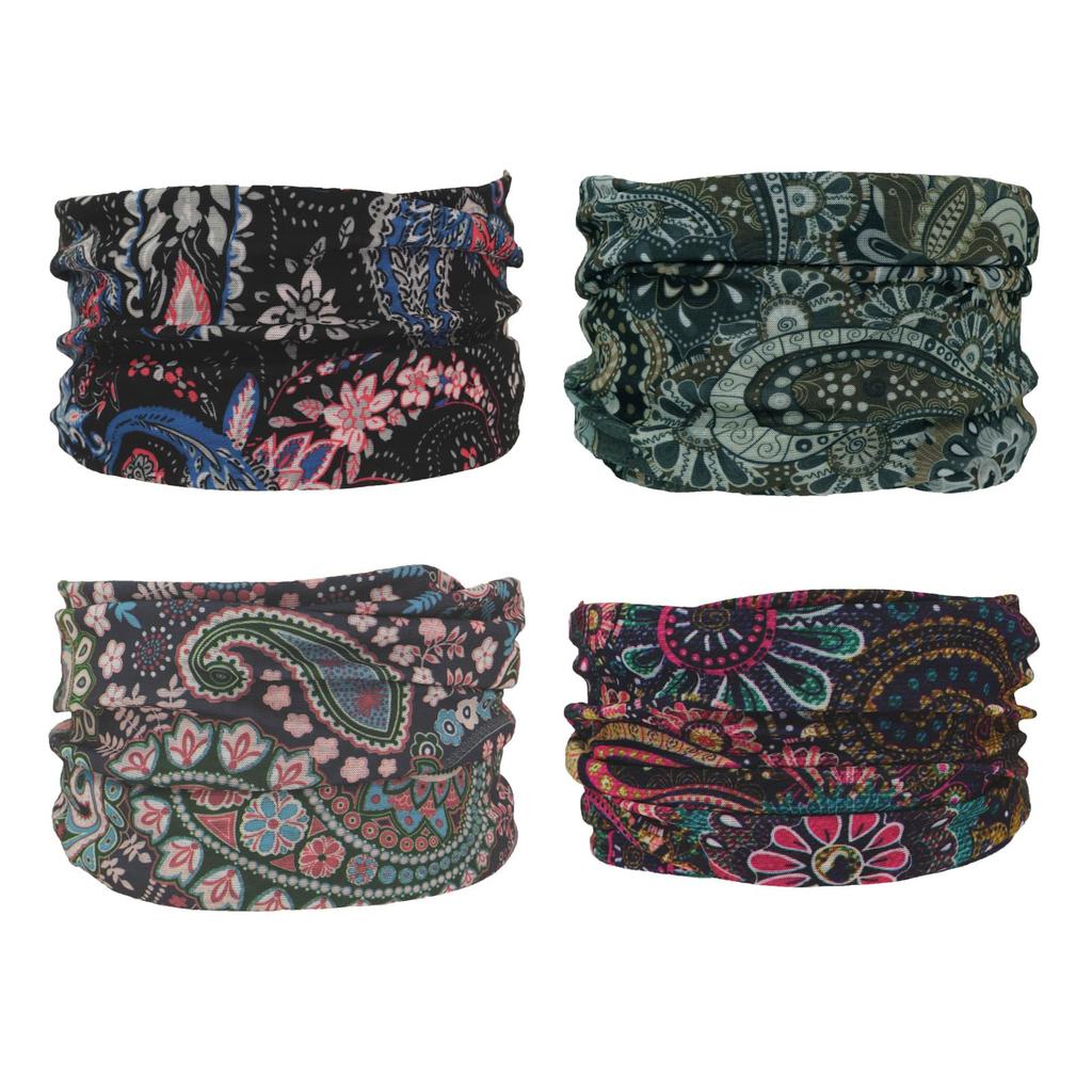 for Women and Head Half Face Paintball Neck Colorful Cashew Nut Flower Cool Colors [SMEHCF] Multi-Purpose Bandanas, 4-Pack, Men, Headbands,