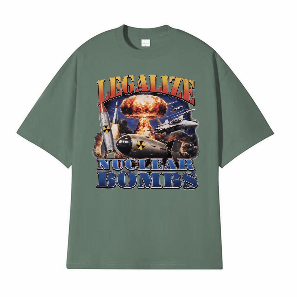 Legalize Atomwaffen Lustige Vintage Grafik T-Shirts Unisex Kleidung Mode T-Shirt Übergroß 100% Baumwolle Kurzarm T-Shirts