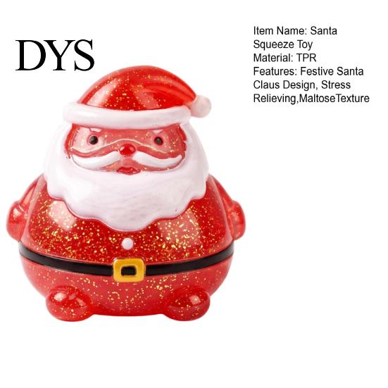 Fun Holiday Sensory Play Santa Claus Squeeze Toy, Slow Rising Maltose Stress Relief Fidget with Toys for Kids Glitter, Soft TPR Christmas Party Pinch