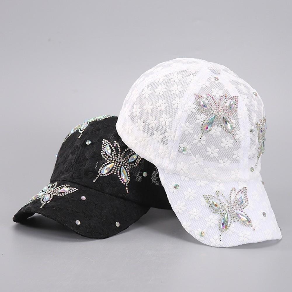 Lace Visors Cap Butterfly Mesh Peaked Hat Fashion Flower Baseball Cap  Outdoor