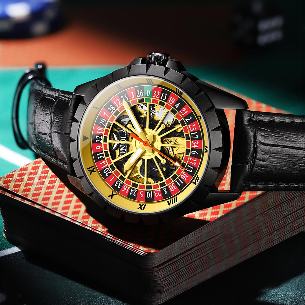 Men Mechanical Watch Creative Rotating Dial Roulette Automatic Wristwatch Luminous Waterproof Watches