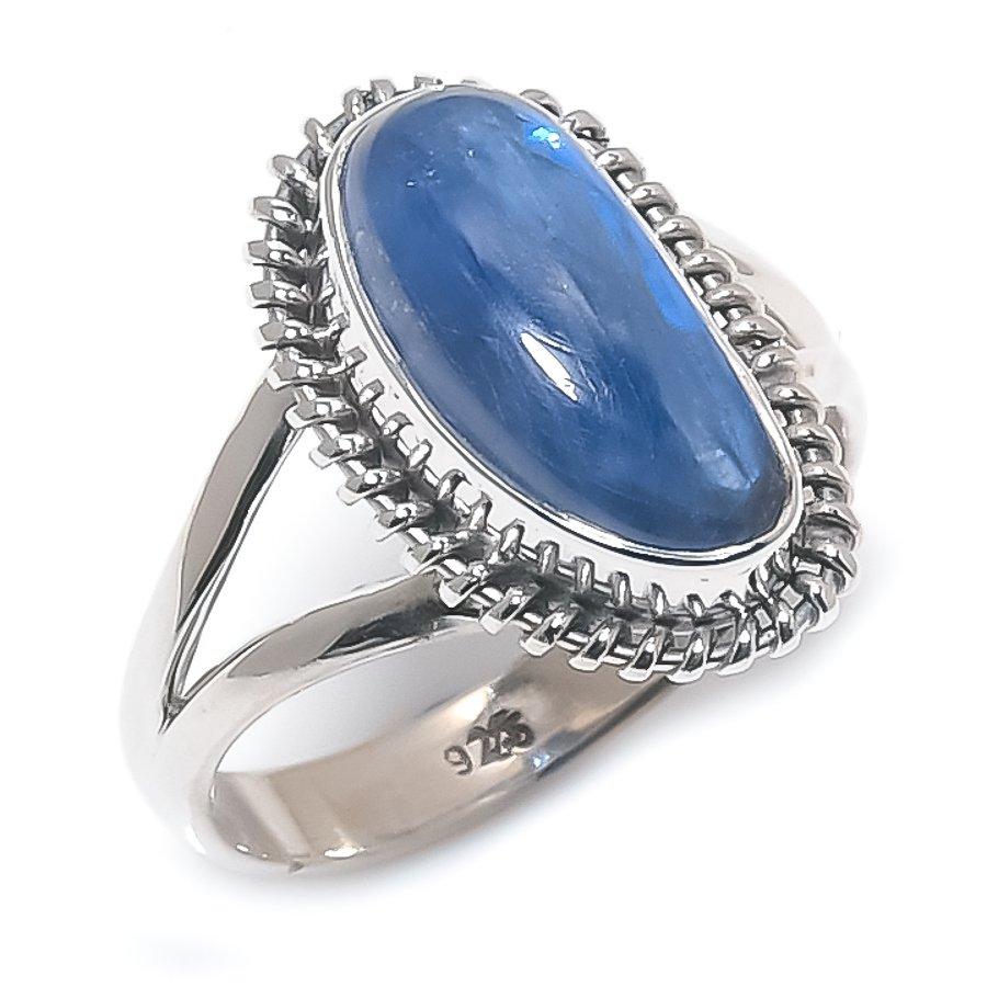 Natural Blue Kyanite Gemstone Handmade 925 Solid Silver Jewelry Ring Size 7 P9n28