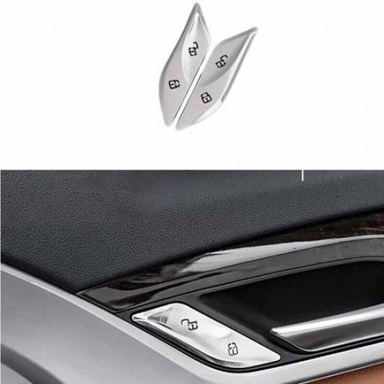 For BMW 5 Series Sticker Trim 2018-22 Silver Car Inner Door lock button Aluminum