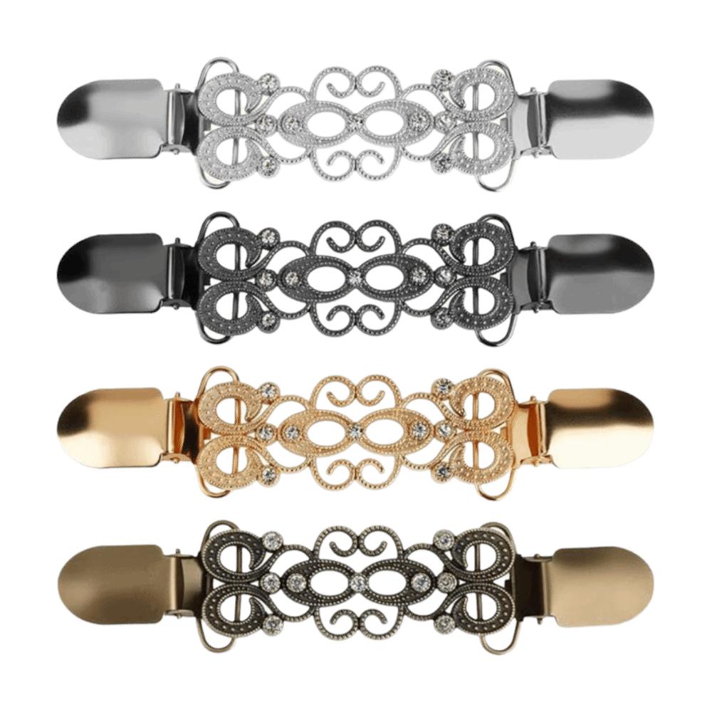 4 pcs Zinc Zinc Alloy Sweater Clips Flower Shawl Collar Clips Outfit Decoration Clothing Fastener Clips Shirt