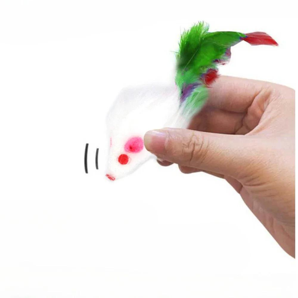 Multicolor Furry Mouse Cat Toys Cute Gravel Sound Toy Faux Mice Cat Scratching Interactive Toys Kitten Puppy Pet Supplies