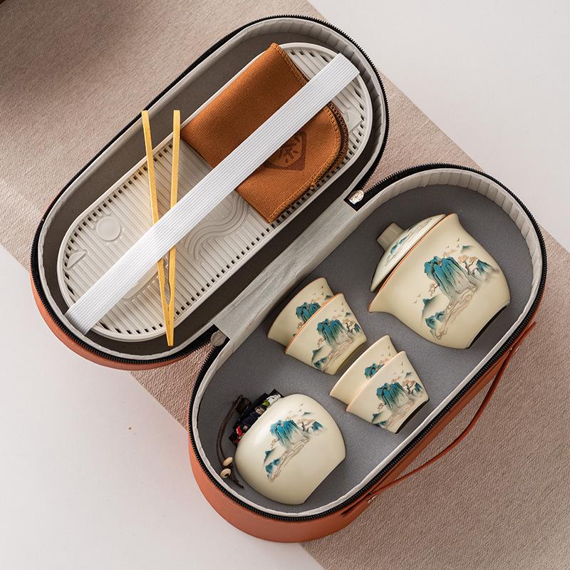 Ru Kung Fu Travel Tea Set Gift Box Set Portable Storage High-end Guochao Business Holiday Gifts