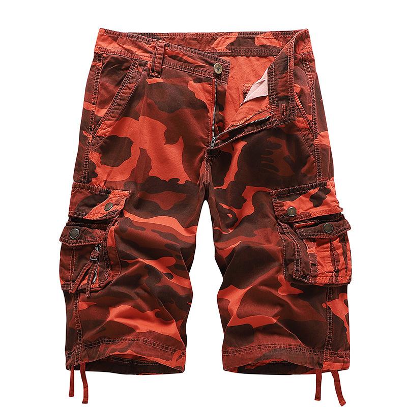 Herren Tarnung Cargoshorts Mehrere Taschen Taktisch Locker Kordelzug Saum Lässig Outdoor Wandern Sommer Militärstil Kurze Hosen