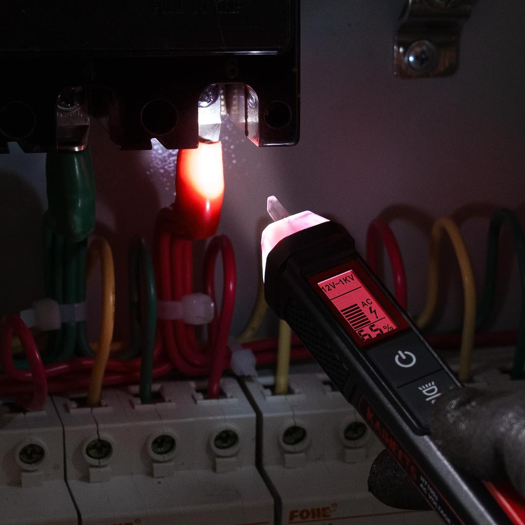 KAIWEETS Spannungs-AC Einstellbarer Schraubendreher mit LED Prozentuale Spannungserkennungstester, 12-1000V / 70-1000V AC, Empfindlichkeit, Stiftförmige Taschenlampe,